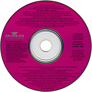 BMG Pop Promo CD Volume #32 - March 1992 - Photo of CD
