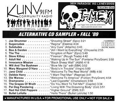 KUNV Alternative CD Sampler #6 - Fall '89 - Back Insert
