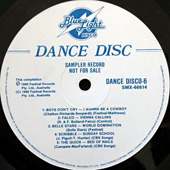 Blue Light Disco - Dance Disc Side 2 Label