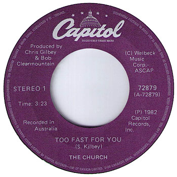 The Church - Canadian Too Fast For You Label