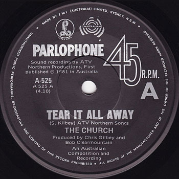 The Church - Australian Tear It All Away Label